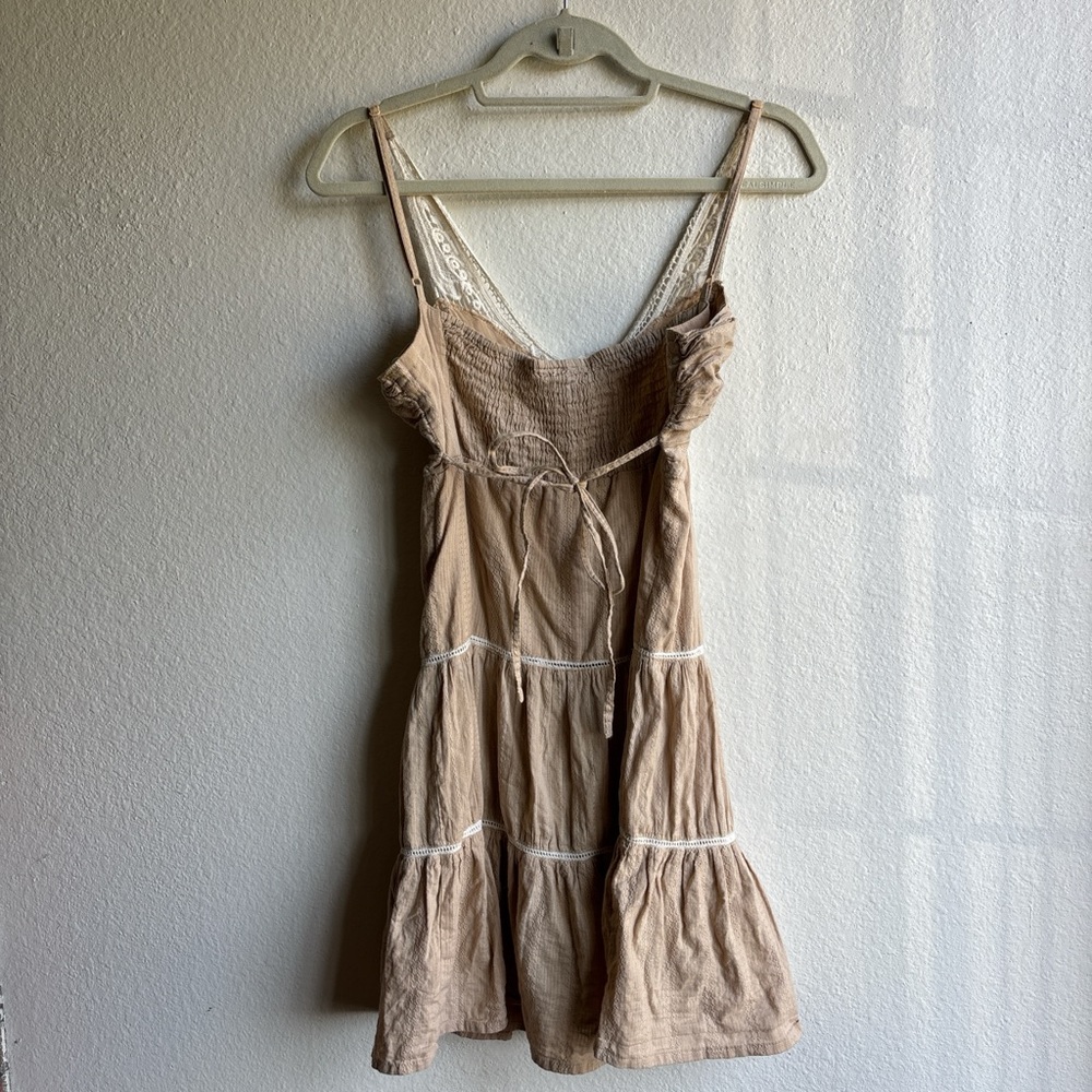 Passport Y2K Beige Tiered Butterfly Crochet Fairy Festival Babydoll Dress Size S - Picture 2 of 10